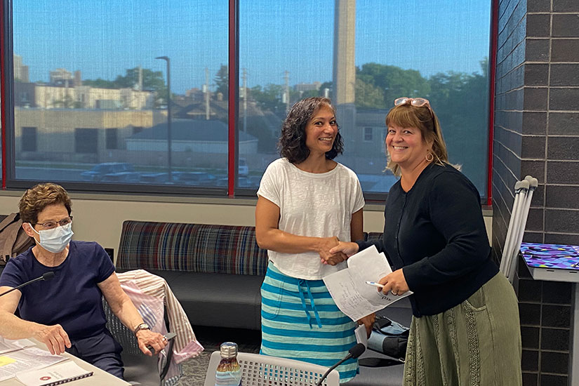 Paru Shah, Shorewood School Board President and Melissa Nelsen, SEED Board President.